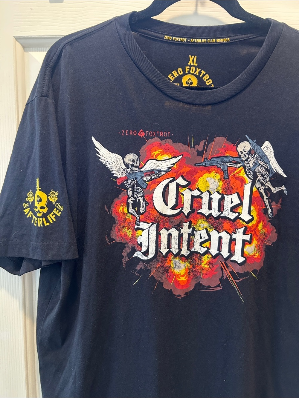 Zero Foxtrot Cruel Intent Skeleton Angel Graphic T-Shirt Men’s XL Black